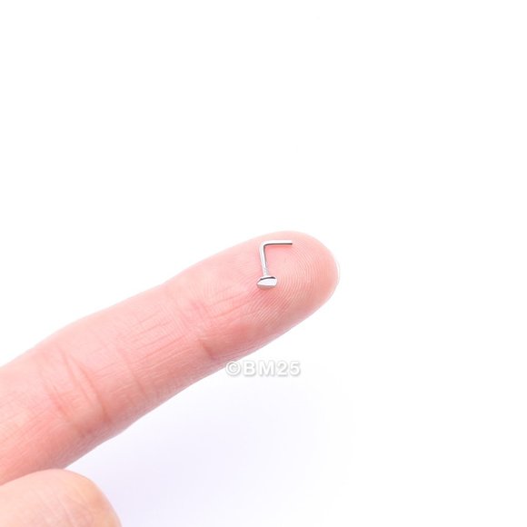 14 Karat White Gold Round Disc Top L-Shaped Nose Ring - Picture 2 of 5